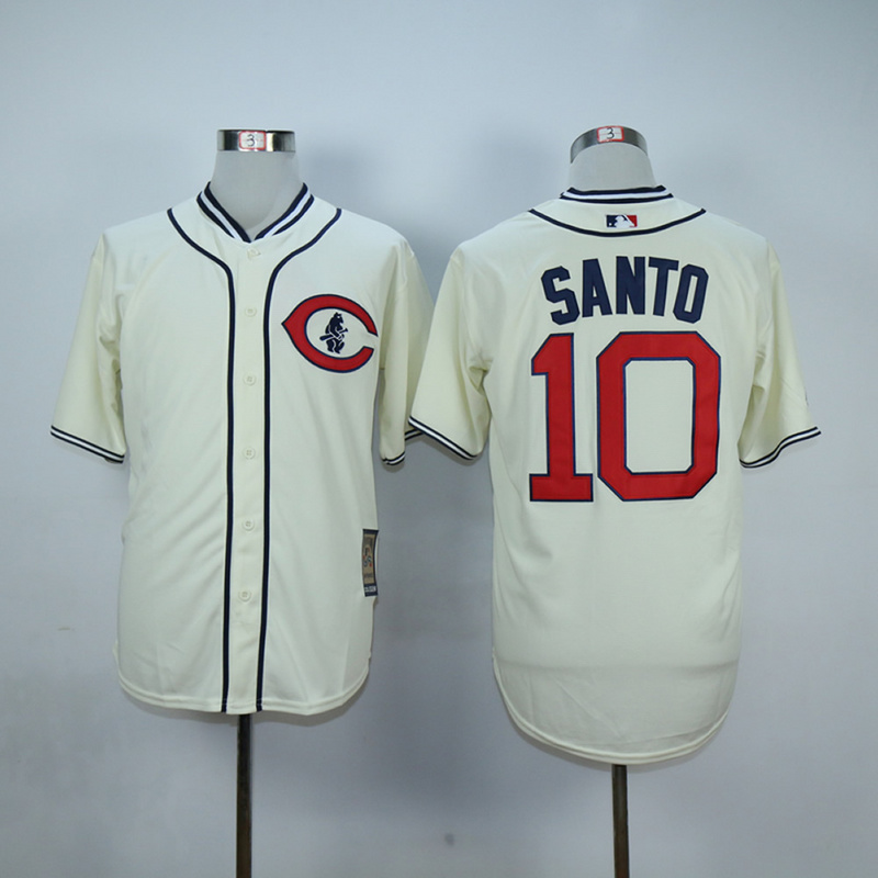 Men Chicago Cubs 10 Santo Cream Throwback 1929 MLB Jerseys